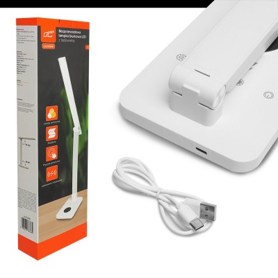 Lampada da Mensola o Scrivania bianca luce led 10W regolab. 3000/4500/6000k funzione ricarica wireless induzione 5W smartphone "Force" #X18G