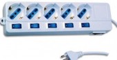 MULTIPRESA 5 prese 10/16/Schuko con interruttore generale e singolo per RISPARMIO ENERGETICO 5203059 (#269B 5A6269B)
