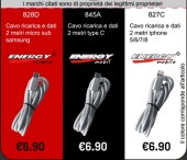 OFFERTA SET ESPOSITORE BARATTOLO CON CAVI 2M USB RICARICA/DATI SMARTPHONE ASSORTITI lotto N.9 827C IPHONE8, N.9 845A TYPE-C, N.9 828D MICRO-USB SAMSUNG (#682A COD.306682A)