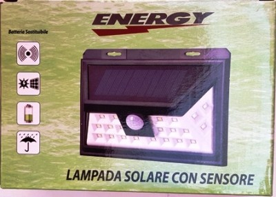 FARETTO LED USO ESTERNO CREPUSCOLARE RICARICA PANNELLO SOLARE CON PILA RICARICABILE 18650 (#361C)