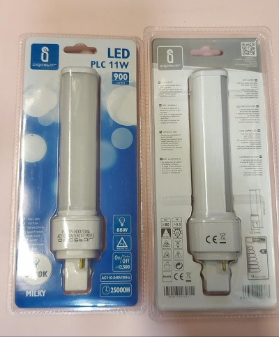 lampada G24 11W led 6400k vetro bianco 16cm lungh. tot. (#388D)
