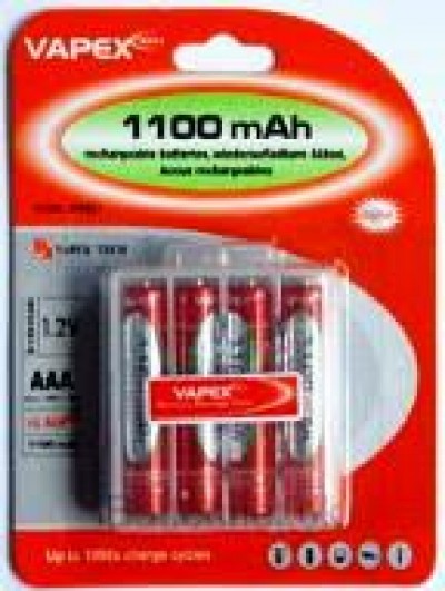 4 PILE MINISTILO AAA 1100MAH NI-MH 1,2V RICARICABILI VAPEX ISTANT CARICHE PRONTE USO (#182B)