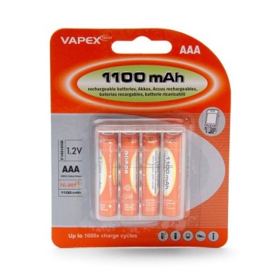 4 PILE MINISTILO AAA 1100MAH NI-MH 1,2V RICARICABILI VAPEX ISTANT CARICHE PRONTE USO (#182B)