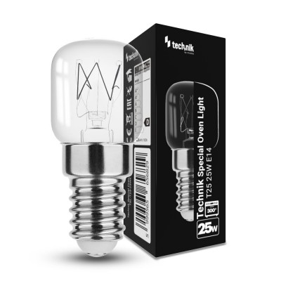 lampadina E14 25W T25 incand. uso FORNO 300° TEKNIK (#404H)