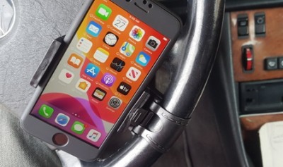 SUPPORTO PORTA CELLULARE SMARTPHONE FINO A 4"/6" PER VOLANTE AUTO / MANUBRIO MOTO/BICI (#846A)