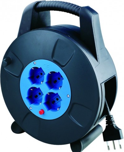 PROLUNGA 10M AC230V ruzzola con spina16A N.4 prese 10/16A bipasso +SCHUKO #247Z