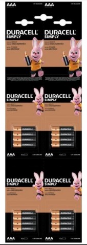 OFFERTA SET LOTTO 50 BLISTER - 16 MINISTILO AAA 2400 DURACELL SIMPLY ALCALINE 1,5V #7Y