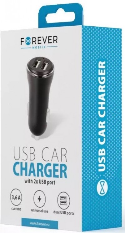 12V CAR CHARGER 2 PRESE USB 2,4A Forever GSM034097 "Force" #X29F