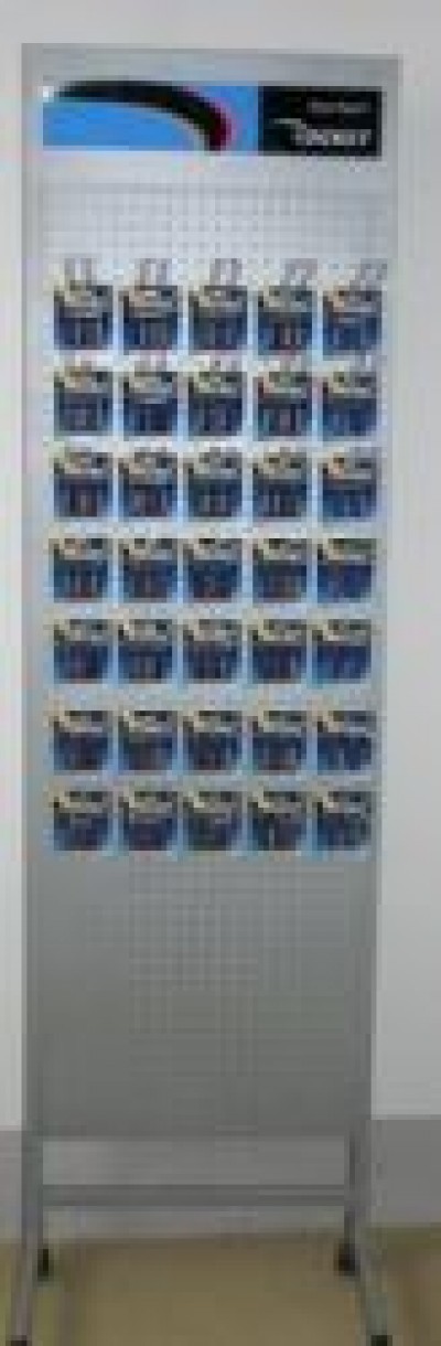 ESPOSITORE DA TERRA metallo grigio misure 180CM altezza x 55cm  con 35 ganci cm20 (#118 306118)