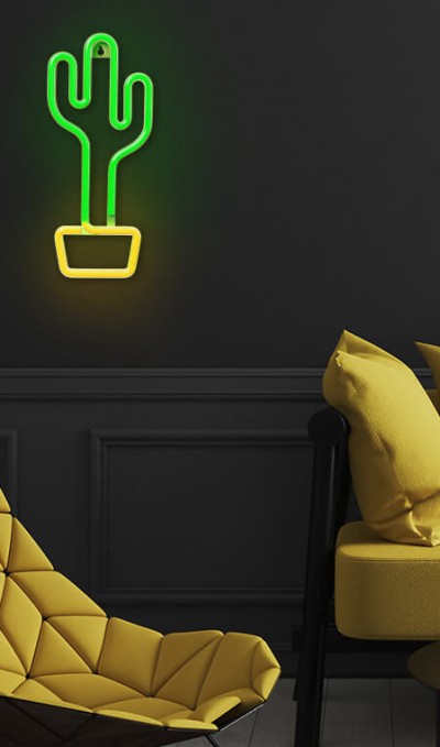 LUCE LED Signal Art CACTUS ORANGE GREEN AAx3+USB "Force" #X85F