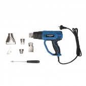 KIT PISTOLA ARIA CALDA 60° 600° 2000W 500 l/min CON ACCESSORI AC230V Blaupunkt "Force" #X76F