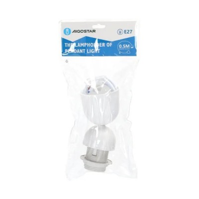 PORTALAMPADA E27 PASSAFILO 0,5M Bianco AC230V "Aigo" #X55B