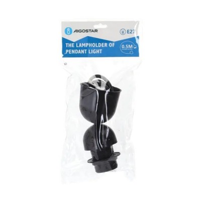 PORTALAMPADA E27 PASSAFILO 0,5M NERO AC230V "Aigo" #X44G