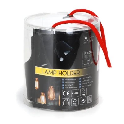 PORTALAMPADA E27 PASSAFILO CAVO SOSPENSIONE 1M NERO AC230V "Aigo" #X57G