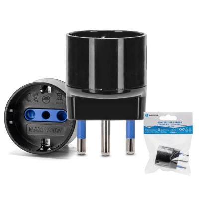 ADATTATORE SCHUKO A SPINA 10A 2P+T AC230V NERA #X71G