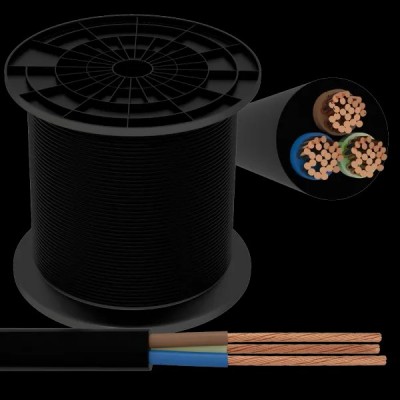 120Metri BOBINA CAVO ELETTRICO NERO AC 220/250V N.3 x 1,00 #X30G