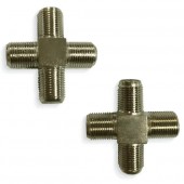 2 Connettore tipo F QUADRUPLO femmina CAVO COASSIALE TV/SAT #X34G