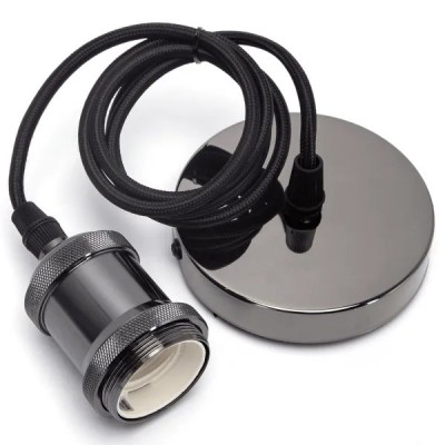 PORTALAMPADA E27 PASSAFILO CAVO SOSPENSIONE 1M NERO PERLATO AC230V #X40G