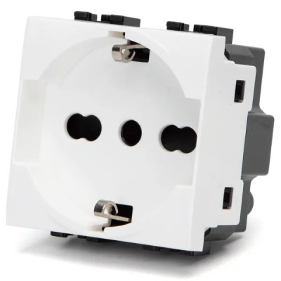 PRESA TRI-PASSO 10/16A/SCHUKO AC230/250V serie civile INCASSO ABL *compatibile Bticin Living #281B