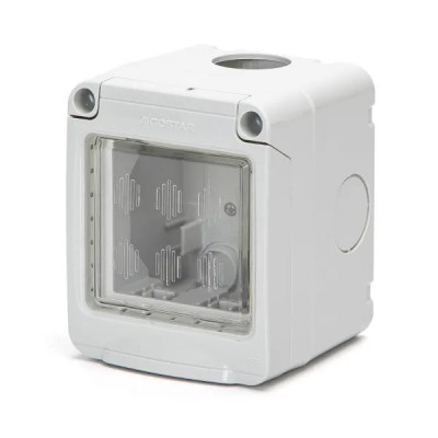 SCATOLA A PARETE IMPERMEABILE PROTETTA A 2 VIE PER 2 FRUTTI AD INCASSO serie civile ABM compatibile Bticin Matix #241E