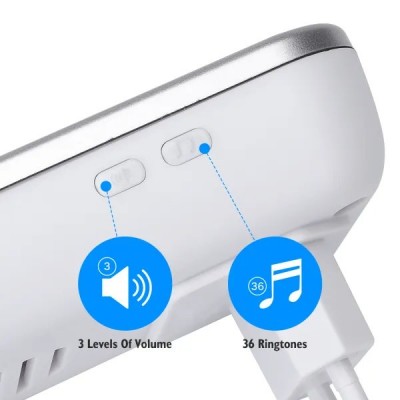 CAMPANELLO SENZA FILI- PULSANTE (pila mn21) - 2 RICEVITORI INTERNI AC230/250V #1195B