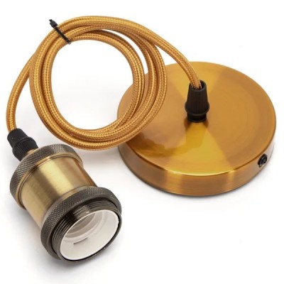 PORTALAMPADA E27 PASSAFILO CAVO SOSPENSIONE 1M ORO AC230V "Aigo" #X84G