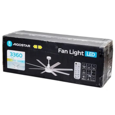 VENTILATORE DA SOFFITTO SBATTIARIA 8 PALE CON LUCE LED 6 VEL. "Aigo" #85G