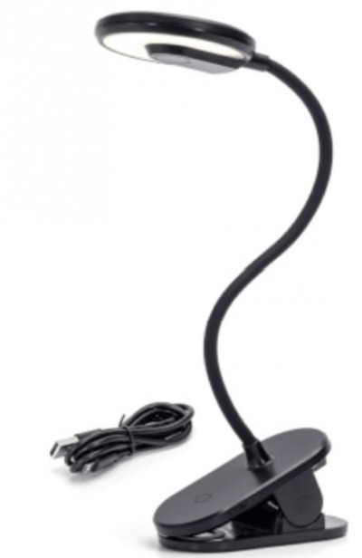 LAMPADA DA TAVOLO/MENSOLA/SCAFFALE CON PINZA NERA RICARICABILE 3W 4000k "Aigo" #X60H