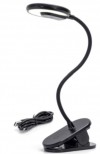 LAMPADA DA TAVOLO/MENSOLA/SCAFFALE CON PINZA NERA RICARICABILE 3W 4000k "Aigo" #X60H