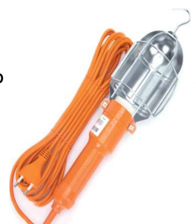 LAMPADA LAVORO CON GANCIO PORTALAMPADA E27 con gabbia protezione 10M cavo AC230V spina 10A #X59i