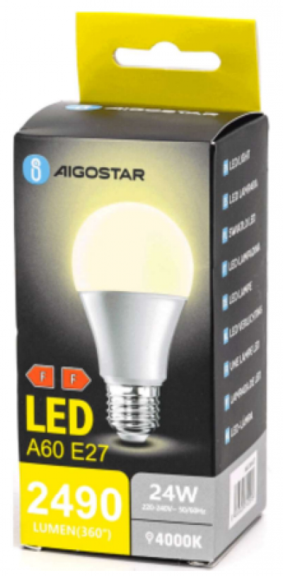 LAMPADA led E27 GOCCIA bianca A60 24W LED 4000K 2490LM Aigo #358Y