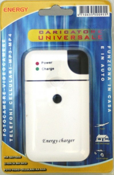 CARICA PILE BATTERIE UNIVERSALE LITIO Li-Ion ENERGY - PRESA USB (CARICA QUALUNQUE BATTERIA LITIO ESTRAIBILE) SLOT RICARICA 2 PILE AA/AAA  (#131 229131)