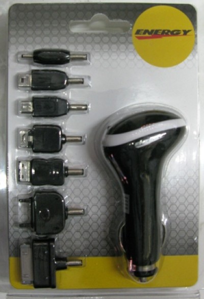 CARICA USB 5V 1A UNIVERSALE 7 CONNETTORI DA PRESA AUTO/CAMION 12/24V (#832 COD.34Y12USBUNI)