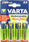 4 PILE STILO AA VARTA 2100MAH 1,2V NIMH RICARICABILI (#107A 122107A)