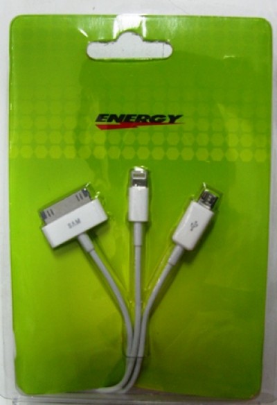 CAVO DI RICARICA DA USB A IPHONE / SAMSUNG / MICROUSB (#828A cod.93USB3)